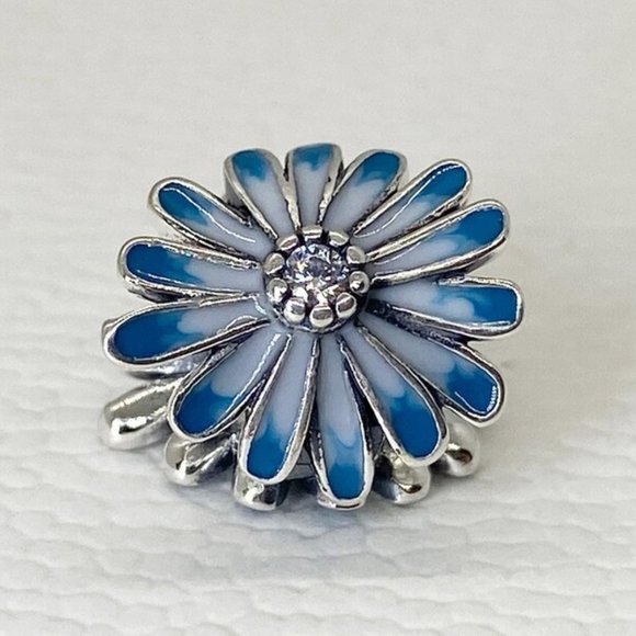 Pandora Jewelry - Pandora, New Bracelet Charms, Blue Daisy Flower Charm Pendant Bead , Sterling Si